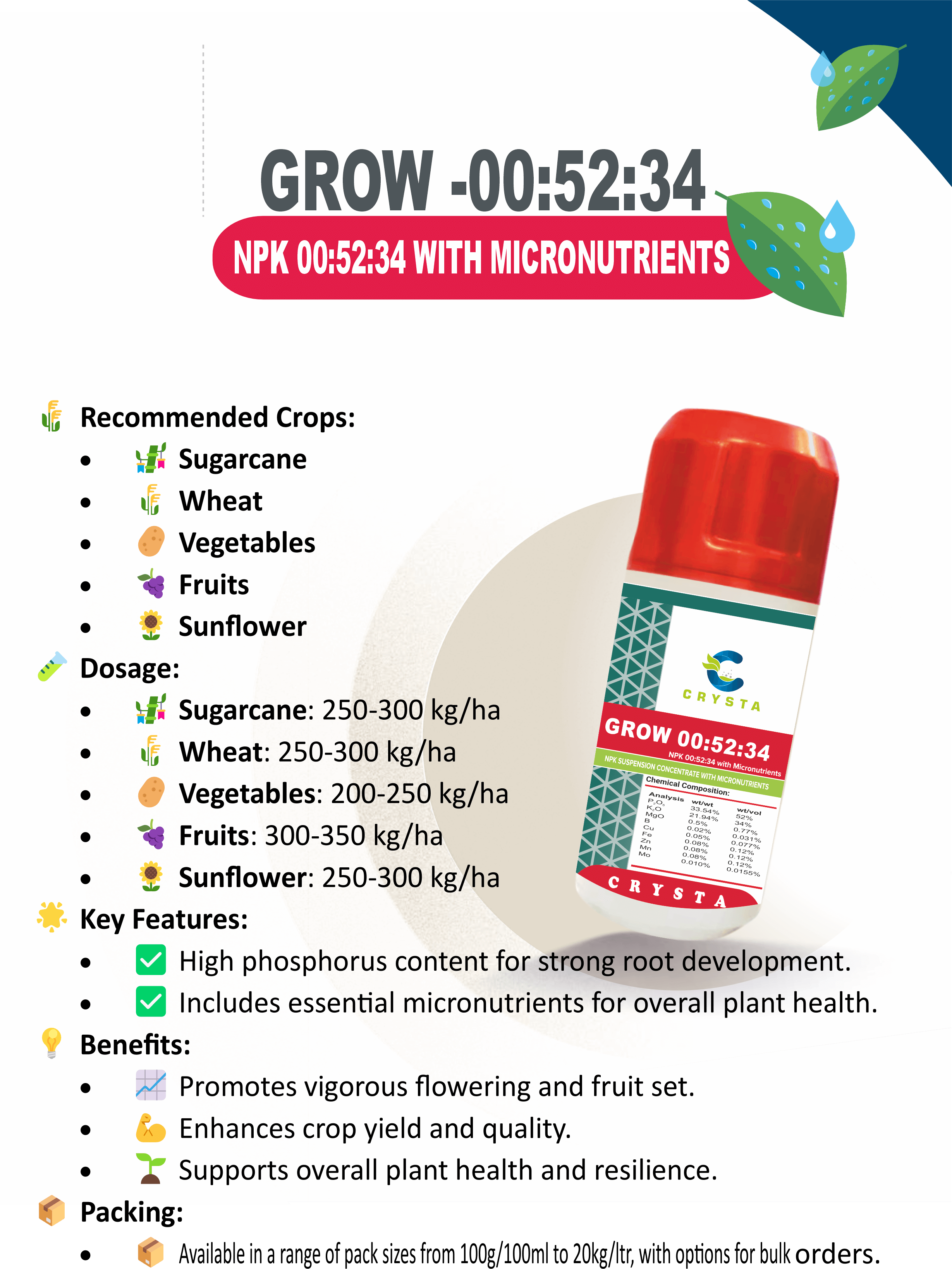 GROW 52 (N:P:K 00:52:34) FERTILIZERS  